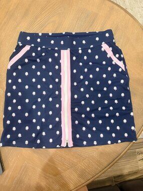 Belyn Key Golf Skort | XS | Navy w/ Pink Accents & Golf Balls | Premium Performa
